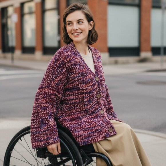 MARC NEW YORK Confetti Boucle Chenille Sweater M Oversized Shaggy Cardigan Fuzzy - Picture 16 of 16